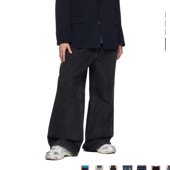 NWT Juun.J Wide Leg Drawstring Jeans Black Sz 48 (38 US) - Picture 2 of 10